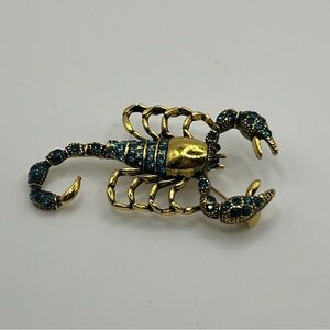 Gold and Blue Scorpion Brooch